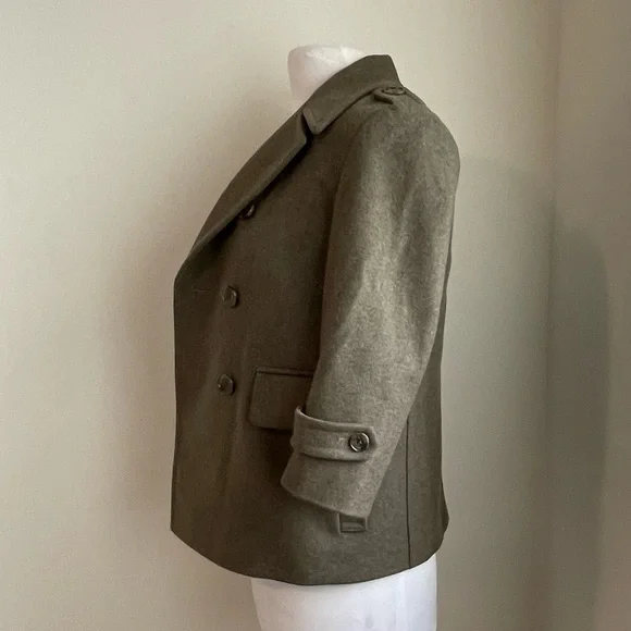 Gryphon New York Olive Shrunken Wool Pea Coat Double Breasted Size XS - Picture 3 of 12